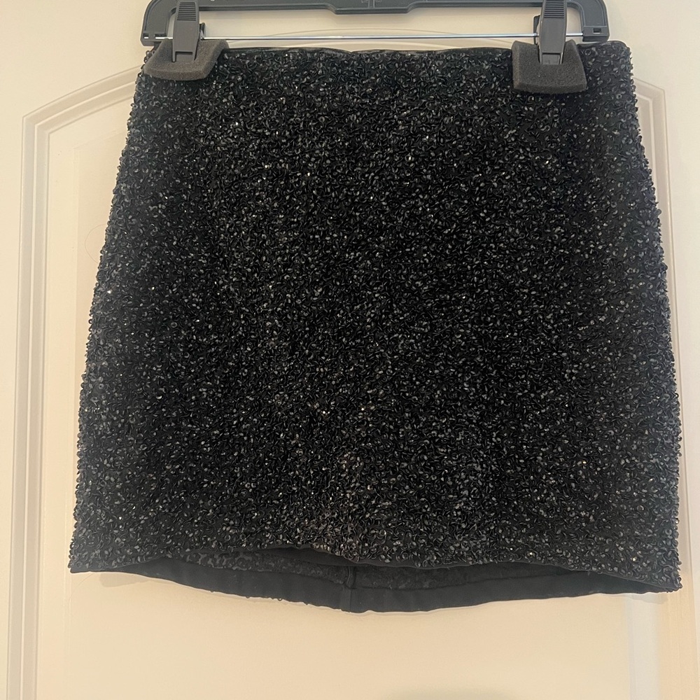 Alice + Olivia Black Sequin Mini Skirt